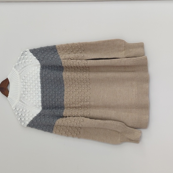 Calvin Klein Colorblocked Popcorn Knit Mock Neck Sweater Gray Large‎ - Picture 7 of 8